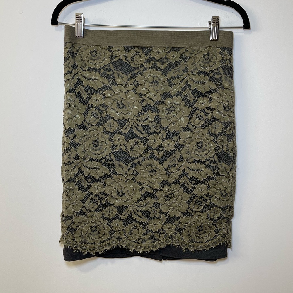 English Laundry Women’s Olive Green Lace pencil Skirt in Size S